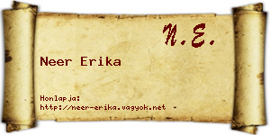 Neer Erika névjegykártya